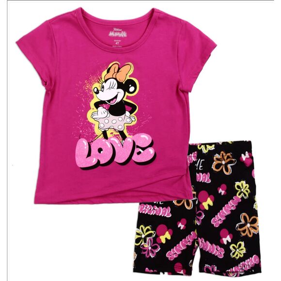 Disney Minnie Mouse Girls Toddler 2-Piece Short Set FuchsiaSizes 2T–4T - Picture 1 of 3
